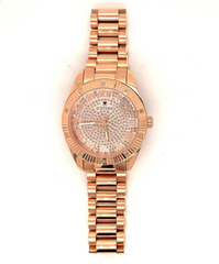 IceTime PRINCESS Rose 32mm Ladies Rose Gold Steel Watch Iced 0.10ct Diamonds