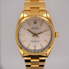 Rolex Oyster Perpetual 34mm Gold Plated Steel Watch Silver Dial Mens Ref: 1024