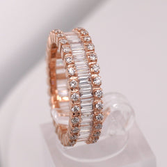 10K ROSE GOLD 2.5 CARAT NATURAL ROUND BAGUETTE DIAMOND MENS HIP HOP PINKY RING