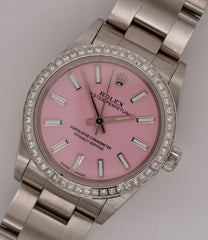 Rolex Oyster Perpetual 31mm 1.75ct Diamonds Pink Dial Steel Automatic Watch