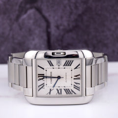 Cartier Tank Anglaise 37mm by 49mm Stainless Steel Mens Watch Silver Dial 3507