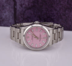 Rolex Oyster Perpetual 31mm Stainless Steel Pink Dial Watch Ref 77080