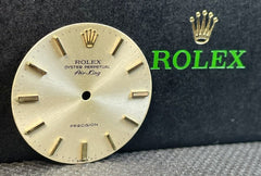 Rolex Mens Oyster Perpetual AIR-KING 34mm SILVER Dial Gold Stick Ref: 5500