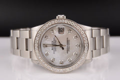 Rolex Oyster 31mm Datejust Midsize 2ct Diamonds White MOP Dial Steel Watch 78240