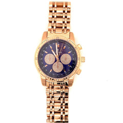 IceTime 40mm Men's Rose Gold Steel Watch Iced 0.10ct Diamonds Blue Dial Mk321