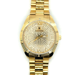 IceTime GHOST Yellow 42mm Men's Yellow Gold Steel Watch Iced 0.10ct Diamonds