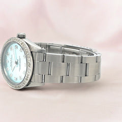 Rolex Oyster Perpetual 31mm 1.25ct Diamonds ICE Blue Steel Watch Ref 77080