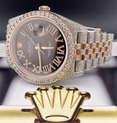 Rolex Men's Datejust 41 Jubilee 18k Rose Gold & Steel Iced 16ct Diamonds 126331