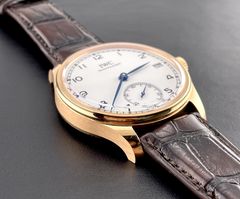 IWC 43MM Schaffhausen Portugieser 18k Rose Gold White Dial Leather Band IW510211