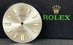 Rolex 41mm Men's Oyster Perpetual Silver Dial White/Gold Stick Ref: 124300