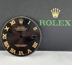 Rolex Datejust 36mm Mens Black Sunburst Dial Gold Roman Oyster Jubilee 116233