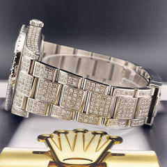 Rolex Men's Datejust 41mm Oyster Steel Watch Iced 12ct Diamonds Ref: 116300