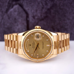 Rolex DAY-DATE 36mm President Men's 18K Yellow Gold Diamond Dial Watch Ref 18248