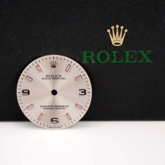 Rolex Oyster Perpetual Midsize 31mm Silver Arabic Dial PINK Stick 177200