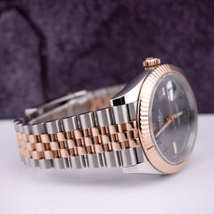 Rolex Datejust 41mm Jubilee Wimbledon Dial 18k ROSE Gold Fluted Jubilee 126331