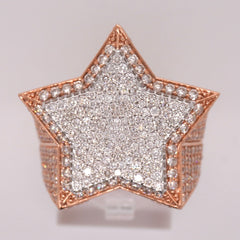 10K ROSE GOLD 5.7 CARAT NATURAL ROUND DIAMOND STAR MENS HIP HOP PINKY RING