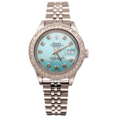 Rolex Ladies Datejust 26mm Steel Watch Jubilee ICED 1.50ct Diamond Ice BLUE Dial