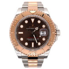 Rolex Yacht-Master 40mm Oyster 18k Rose Gold & Steel Watch Chocolate Dial 116621