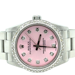 Rolex Oyster Perpetual 31mm 1ct Diamonds Pink Dial Steel Automatic Watch