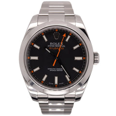 Copy of Rolex 40mm Milgauss Men's Black Dial Steel Thunderbolt Watch BOX & PAPERS 116400