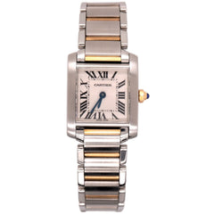 Cartier Tank Francaise 20mm Quartz Ladies 18k Gold & Steel Watch White Dial 2384