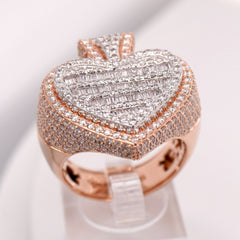 10K ROSE GOLD 2.6 CARAT NATURAL SPADE BAGUETTE DIAMOND MENS HIP HOP PINKY RING