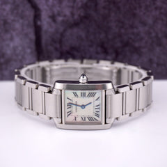 Cartier Tank Francaise 20mm Quartz Ladies Steel Watch PEARL Roman Dial 2384