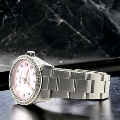 Rolex Oyster Perpetual 31mm 1ct Diamonds Pink Dial Steel Automatic Watch