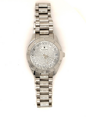 IceTime PRINCESS White 34mm Ladies White Gold Steel Watch Iced 0.10ct Diamonds