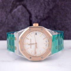 Audemars Piguet Royal Oak 37mm 18k Rose Gold Watch White Dial Ref 15550SR