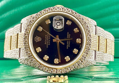 Rolex Datejust 36mm 18k Yellow Gold & Steel Watch Oyster ICED 16ct Diamonds