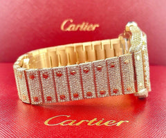 Cartier Santos Mens Custom 39.8mm 18k Yellow Gold Watch Iced Out 25ct Diamonds