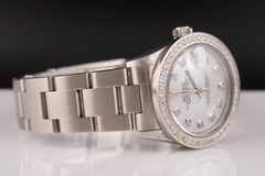 Rolex Oyster 31mm Datejust Midsize 2ct Diamonds White MOP Dial Steel Watch 78240