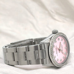 Rolex Oyster Perpetual 31mm 1.50ct Diamonds Pink Dial Steel Automatic Watch