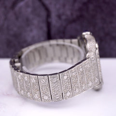 Cartier Santos Medium 35mm Custom Iced 13ct Diamonds Ladies Steel Watch 4075