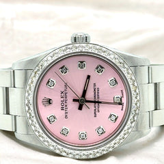 Rolex Oyster Perpetual 31mm 1.50ct Diamonds Pink Dial Steel Automatic Watch