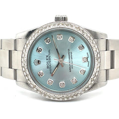 Rolex Oyster Perpetual 31mm 1.50ct Diamonds ICE Blue Steel Watch Ref 77080