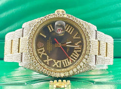 Rolex Datejust 36mm 18k Gold & Steel Watch Oyster 16ct Iced Out Diamonds Watch