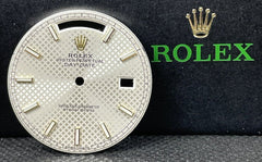 Rolex Mens Day-Date 40mm Silver Motif Dial Stick Markers President Ref 228238