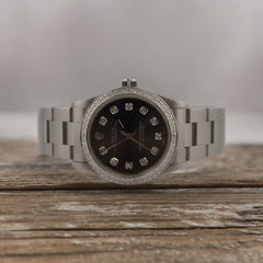 Rolex Oyster Perpetual 31mm 2ct Diamonds Grey Dial Watch 77080