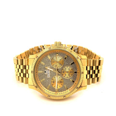 IceTime LEGACY Yellow 40mm Men's Yellow Gold Steel Watch Iced 0.10ct Diamonds