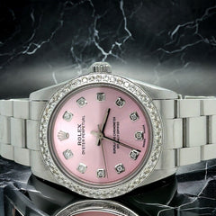 Rolex Oyster Perpetual 31mm 1ct Diamonds Pink Dial Steel Automatic Watch