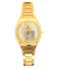 IceTime ALPHA Yellow 42mm Men's Yellow Gold Steel Watch Iced 0.10ct Diamonds