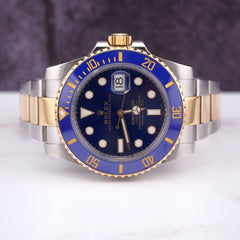 Rolex Submariner Date 40mm 18k Yellow Gold & Steel BLUE Oyster Watch 116613LB