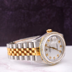 Rolex Mens Datejust 36mm 18k Yellow Gold & Steel ICED 1.75ct Diamonds MOP Dial