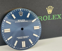 Rolex 41mm Men's Oyster Perpetual Steel BLUE Dial White Stick Ref: 124300