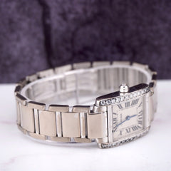 Cartier Tank Francaise 18K White Gold 20mm Factory Diamonds on Case Ref 2403