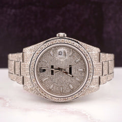 Rolex Men's Datejust 41mm Iced 16ct Diamonds Oyster Steel Watch Ref: 116300