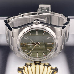 Rolex Oyster Perpetual 34mm Green Dial Stainless Steel Watch Ref: 114200