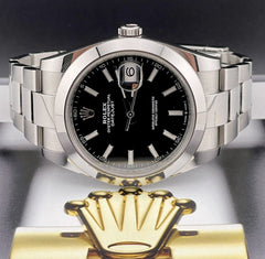 Rolex Datejust 41 Smooth Bezel Black Dial Oyster Bracelet Stainless Steel 126300